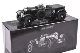 A Minichamps 1:18 scale model of a 1930 Bentley 'Blower' 4.5 Litre Le Mans. A very well detailed