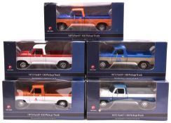 5 First Gear 1:25 scale 1973 Ford F-100 Pickup Trucks. In various liveries, including Company
