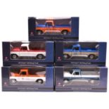 5 First Gear 1:25 scale 1973 Ford F-100 Pickup Trucks. In various liveries, including Company