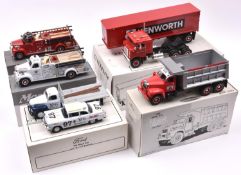 5 First Gear 1/34 1950's American Trucks. A Ford set- 56 Stock Car & '51 F-6 Flatbed, ' Parnelli