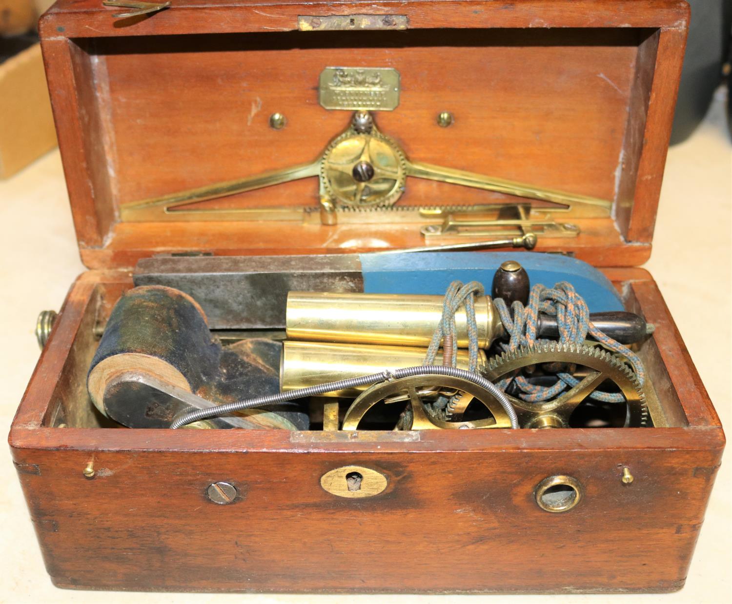 A 19th Century Magneto machine in a mahogany case with magnetic indicator to lid. GC-VGC for age. £ - Image 3 of 5