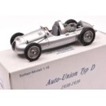 CMC 1:18 Auto-Union Typ D 1938-1939. Superbly detailed and finished in metallic silver, with