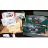 2 Schuco 1:18 Tractors. A Ferguson TE20 in light grey, plus a Deutz F1 M414 in green and red. Both