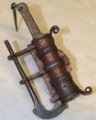 A possibly 17th Century Spanish lock. An iron 3-piece lock, possibly intended to secure a chest.
