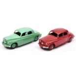 2 Dinky Toys Rover 75 Saloon 156. An example in two tone green with mid green wheels. Plus another