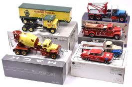5 First Gear 1/34 1950's American Trucks. A Ford set- 56 Stock Car & '51 F-6 Flatbed, ' Ford Economy