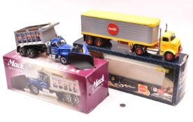 A First Gear 1:25 scale Mack B-Model High Feature Dump Truck with Plow (plough!). An impressive