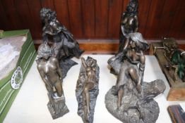 A group of 5 John Letts sculptures of nudes and semi-nudes. Limited edition 1970s 'bronzed' resin