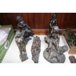 A group of 5 John Letts sculptures of nudes and semi-nudes. Limited edition 1970s 'bronzed' resin
