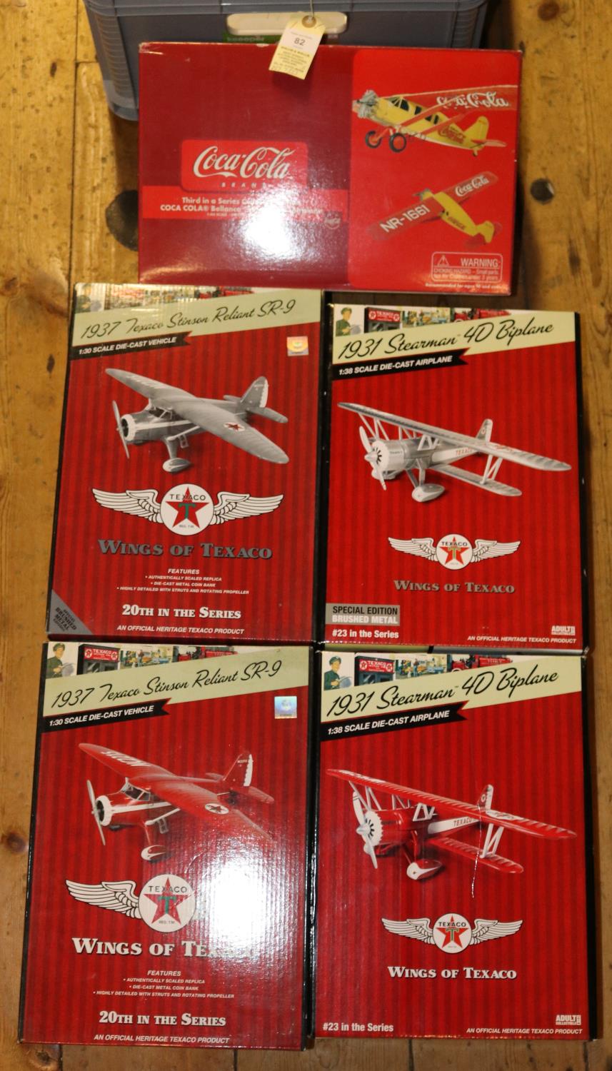 4 ERTL Collectibles Vintage Fuel 'Wings Of TEXACO' series 1:30 scale 1930's aircraft. 2x 1931