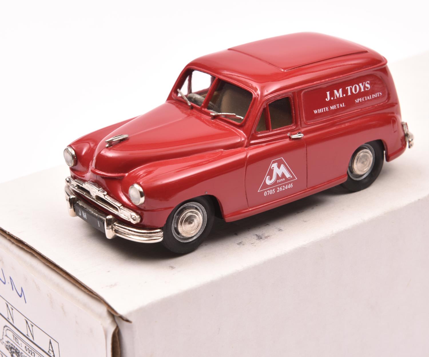 Kenna Models Standard Vanguard Van. A special edition in red J.M. Toys livery, with cream seats,
