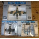 3x 1:48 scale Collection Armour by Franklin Mint aircraft. B25 Mitchell, in USAAF livery (98181).