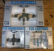 3x 1:48 scale Collection Armour by Franklin Mint aircraft. B25 Mitchell, in USAAF livery (98181).