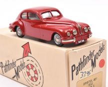 Pathfinder Models PFM 3 1952 Bristol 401. In red with a cream interior, silver wheels with plated