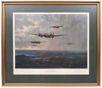 6x Framed prints of military aircraft and ships. All limted edition signed prints very well