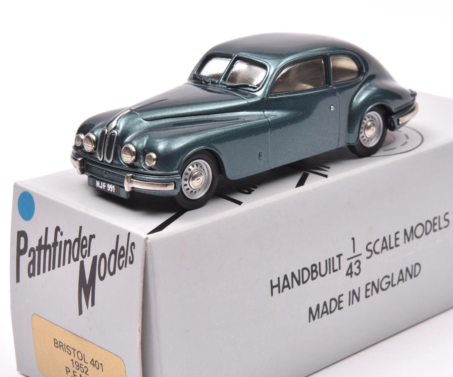 Pathfinder Models PFM 3 1952 Bristol 401. In a pleasant shade of metallic green with cream interior,