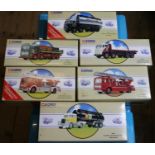 6 Corgi Classics. Foden Flatbed 'Robson's of Carlisle' (97971). AEC Flatbed, 'Greenall Whitley' (