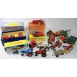 11x Dinky Toys, French Dinky, etc. Mainly farm related models including 3x boxed examples; Farm