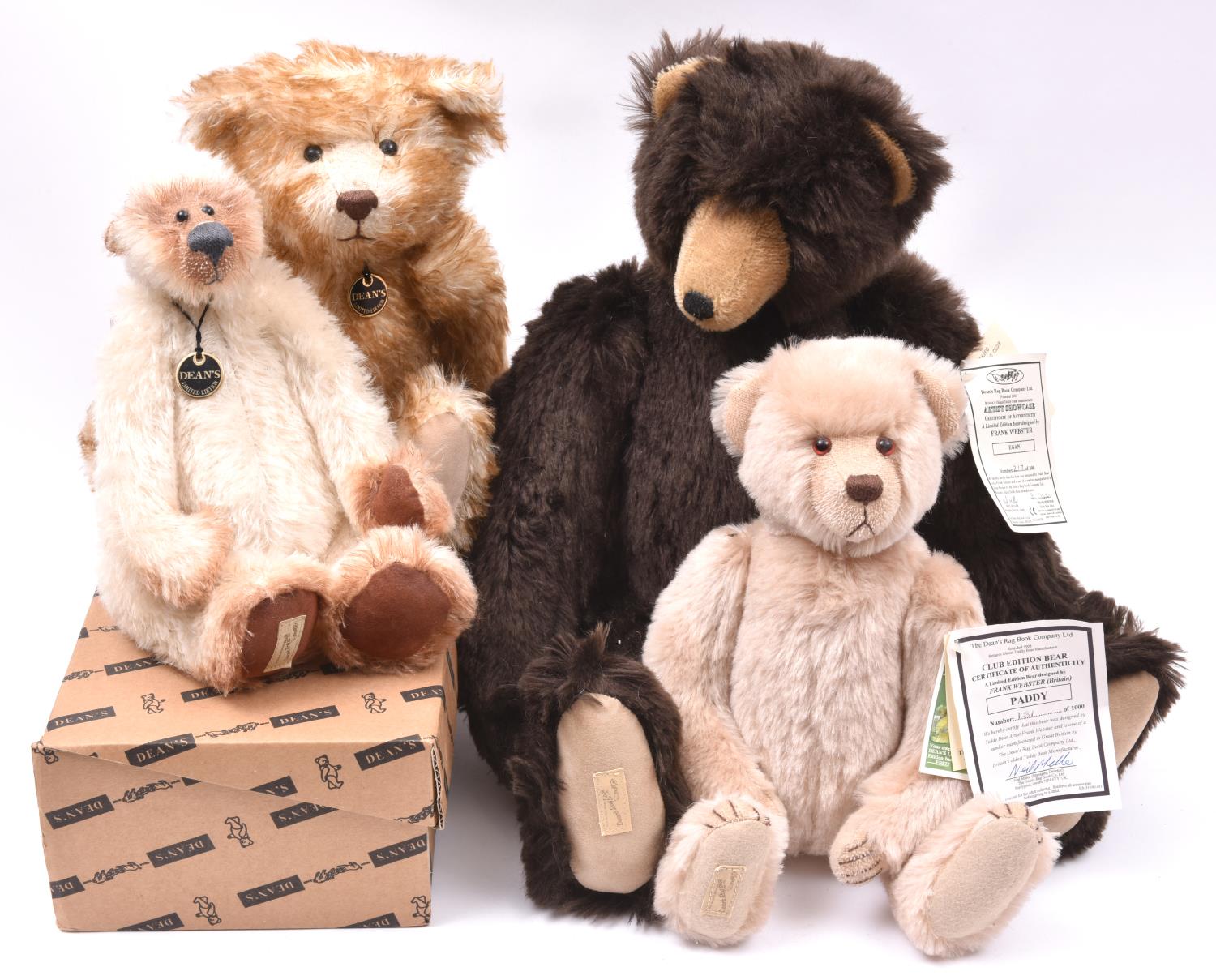4x Dean's Rag Book Co. Ltd. Teddybears. All with original information labels attached to each