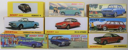 9 Atlas Dinky. Opel Kadett (540). Fiat 600D (520). Renault 6 (1416). DS 23 Citroen (530). Renault 16