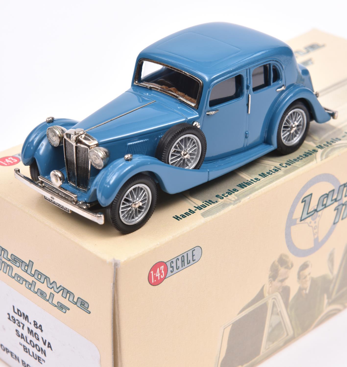 Lansdowne Models LDM.84 1937 M.G. VA Saloon. In mid blue with dark blue interior, 'MG 6590' number