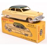 French Dinky Toys Buick Roadmaster (24V). In yellow with a dark green roof, ridged spun wheels and