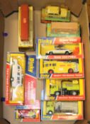 9 Dinky Toys. Airport Fire Rescue Tender (263). Rover 3500 Police Car (264). Range Rover