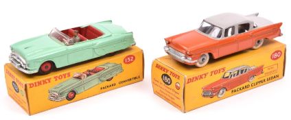 2 Dinky Toys. A Packard Convertible (132). An example in light green with red interior and wheels.