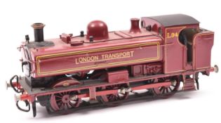 A finescale O gauge kitbuilt model of an LT Class 57xx 0-6-0PT locomotive, L94, in lined maroon