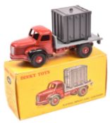 French Dinky Toys Plateau Berliet Avec Container (34B) in 'red oxide' red and grey, complete with
