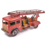 An Early Post-War French Tinplate Clockwork Fire Engine/Turntable Fire Escape. Probably by