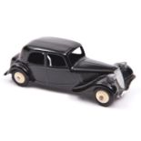 French Dinky Toys Citroen 11BL (24N). In gloss black with cream wheels and black tyres. VGC-Mint £