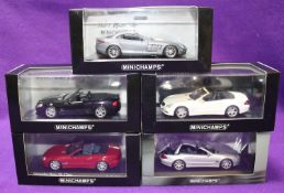 5 1:43 Minichamps Mercedes Benz. 3x SL variations including colours, white, silver and red. SLR