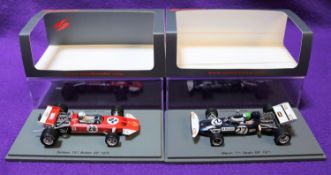 2 Spark 1:43 Racing Cars. Surtees TS7 British Grand Prix 1970, RN20, in red/white livery, driver