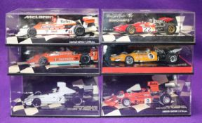 6 1:43 Minichamps Racing Cars. DeTomaso 505/38 Ford, Frank Williams Racing Team, RN22 P. Courage,