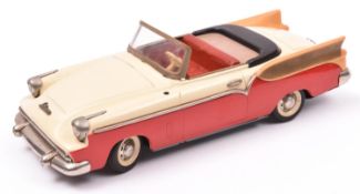 Schuco Tinplate 5710 Elektro-Radio2 door open top Packard style saloon. Finished in cream, red and