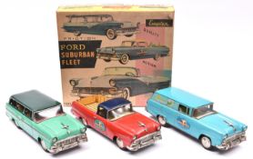 A Rare mid 1950's Bandai/Cragstan Friction Ford Suburban Fleet. This seldom seen set was produced