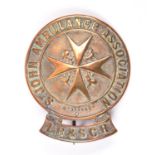A St. John's Ambulance LBSCR brass cap badge. With pin fitting to back, stamped 658. GC for age,