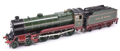 A finescale O gauge kitbuilt model of a Great Central Class 9Q 4-6-0 tender locomotive, 33, in lined