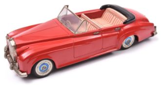 Bandai Tinplate Early 1960's Friction Powered Rolls Royce Silver Cloud 4 Door Open Top Saloon. An