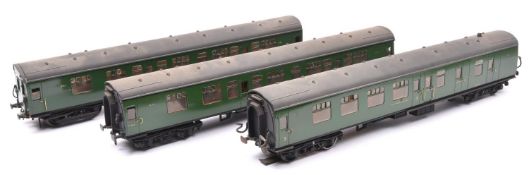 3x O gauge Southern Railway corridor coaches by Lima, re-bogied and with additional detailing. A