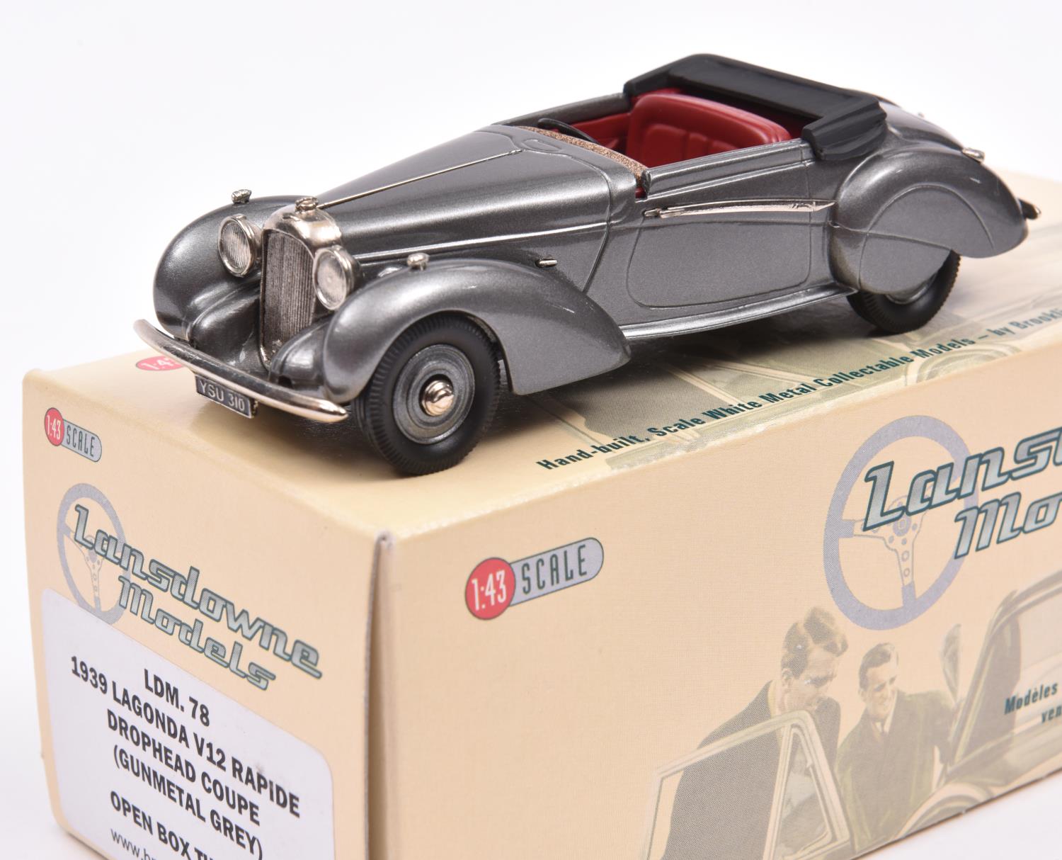 Lansdowne Models LDM.78 1939 Lagonda V12 Rapide Drophead Coupe. In metallic gun metal grey with deep