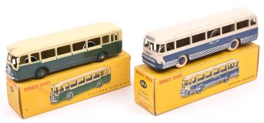 2 French Dinky Toy Buses. Autobus Parisienne Somua Panhard (29D). In dark green and cream Paris