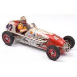 A scarce Japanese Tinplate GEM 'Super Racer' Friction Powered Single Seat Racing Car. In white