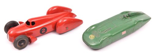 2 Dinky Toys. An Auto Union Racing Car (23d). A late example in bright red with RN2 to sides,