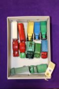 12 Dinky Toys. 11 repainted examples- Farm Produce Wagon, Wagon and a Flatbed Wagon. 2x Austin Vans,
