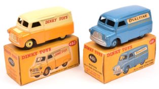2 Dinky Toys Bedford Vans. 'Ovaltine'(481). In mid blue with mid blue wheels and a 'Dinky Toys'