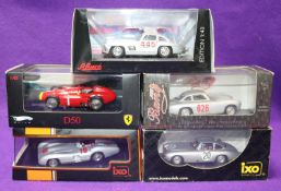 5 1:43 Racing Cars. 2x IXO Mercedes-Benz - 300SL Le Mans 1952 RN20 in sliver. Plus a W196R