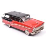 Bandai Friction Powered 1957 Ford Fairlane Station Wagon. In bright red with black roof and black