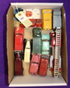 12 Dinky Toys. Bedford Turntable Fire Escape, Bedford Van AA, NCB Electric Van, Streamlined Fire